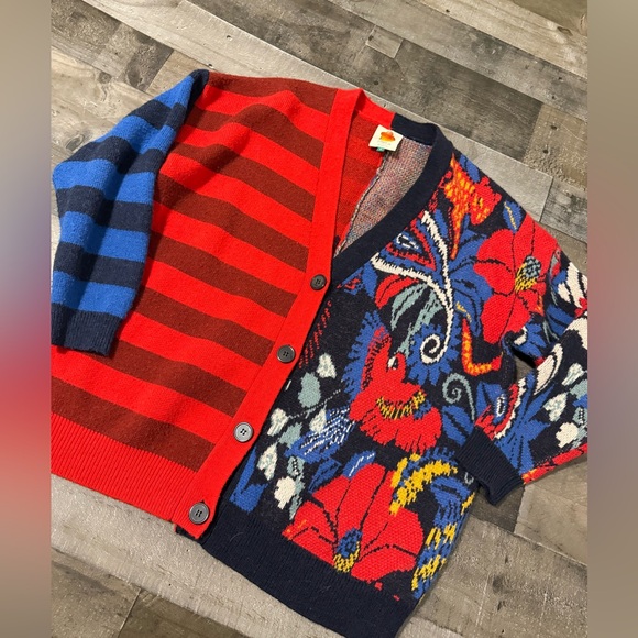 Farm Rio Forest Striped Cardigan Patchwork Floral Knit Sweater Womens S - Picture 3 of 12